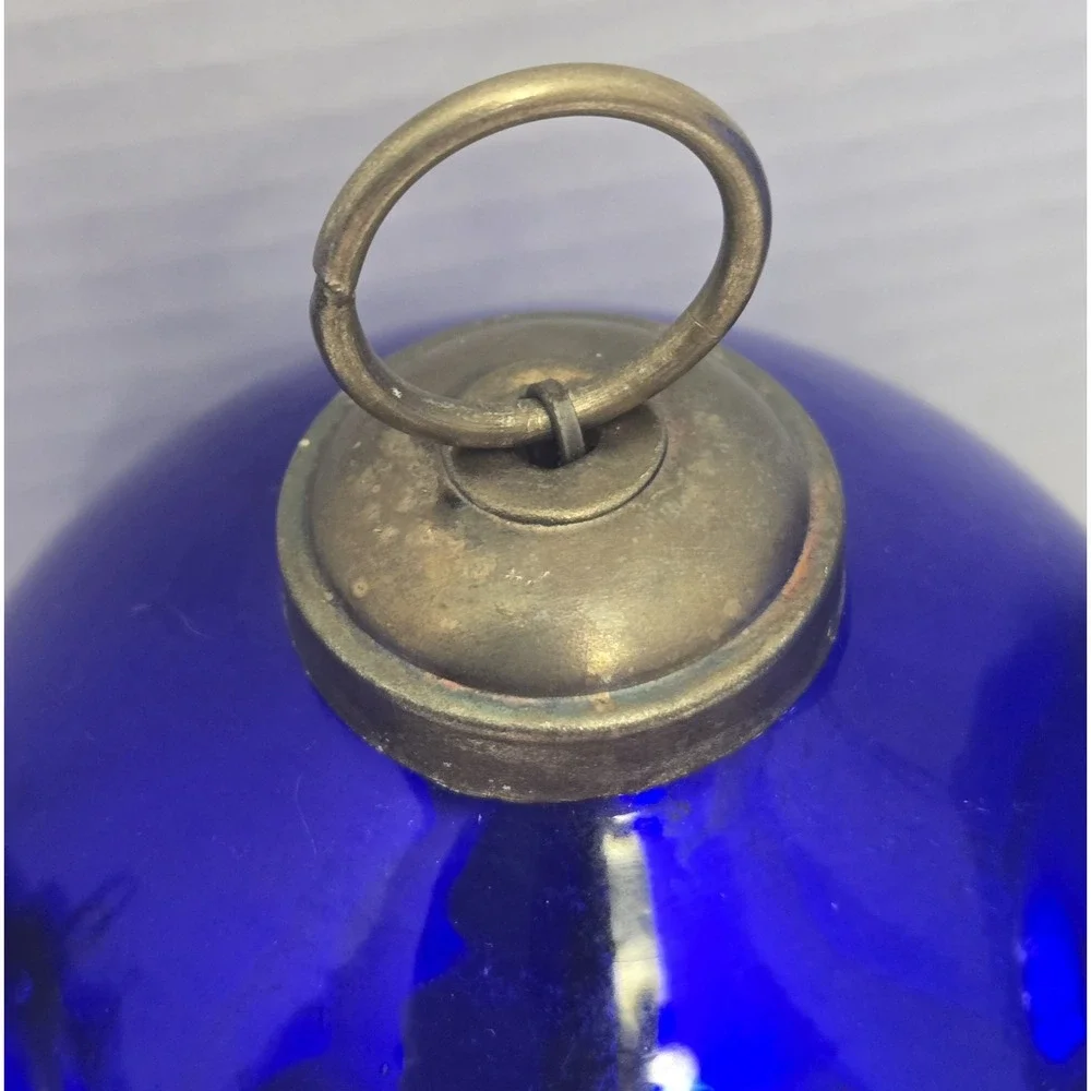 Antique German Kugel Ornaments - Cobalt Blue Mercury Glass Set (Two 6